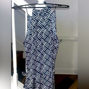 Navy and White Flowing Maxi Dress